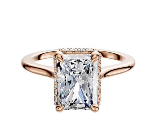 14K Rose Gold 4 Prong Collar Cathedral Dome 1.5mm Engagement Ring