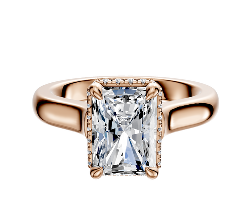 14K Rose Gold 4 Prong Collar Cathedral Dome 3.0mm Engagement Ring