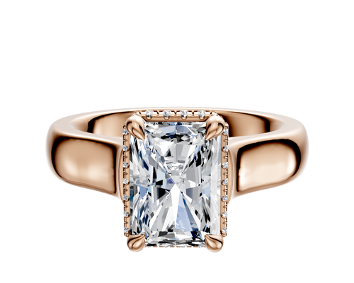 14K Rose Gold 4 Prong Collar Cathedral Dome 4.0mm Engagement Ring