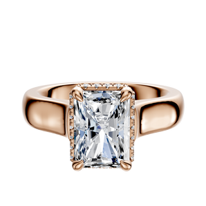 14K Rose Gold 4 Prong Collar Cathedral Dome 4.0mm Engagement Ring