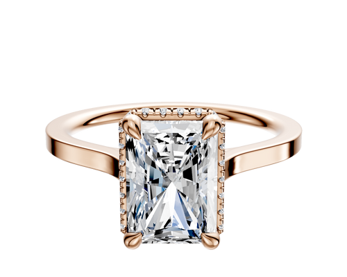 14K Rose Gold 4 Prong Collar Cathedral Flat 1.5mm Engagement Ring