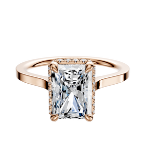 14K Rose Gold 4 Prong Collar Cathedral Flat 1.5mm Engagement Ring