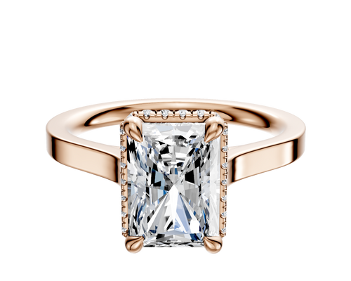 14K Rose Gold 4 Prong Collar Cathedral Flat 2.0mm Engagement Ring