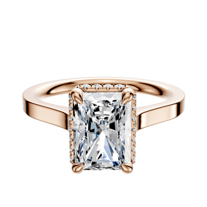 14K Rose Gold 4 Prong Collar Cathedral Flat 2.0mm Engagement Ring
