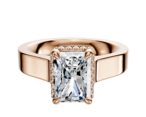 14K Rose Gold 4 Prong Collar Cathedral Flat 4.0mm Engagement Ring