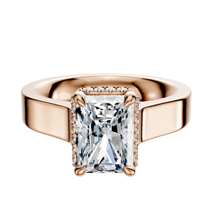 14K Rose Gold 4 Prong Collar Cathedral Flat 4.0mm Engagement Ring