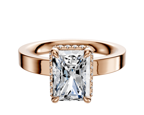 14K Rose Gold 4 Prong Collar Classic Flat 3.0mm Engagement Ring