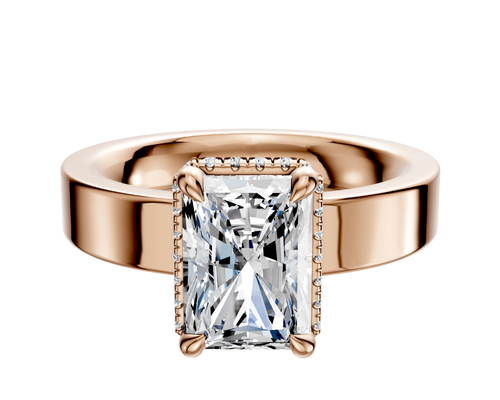 14K Rose Gold 4 Prong Collar Classic Flat 4.0mm Engagement Ring