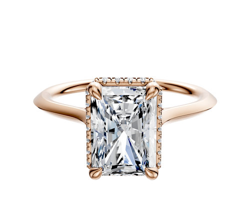 14K Rose Gold 4 Prong Collar Cathedral Knife Edge 1.5mm Engagement Ring