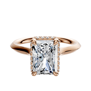 14K Rose Gold 4 Prong Collar Cathedral Knife Edge 2.0mm Engagement Ring