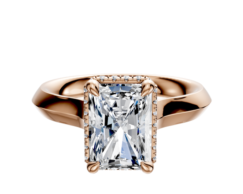 14K Rose Gold 4 Prong Collar Cathedral Knife Edge 3.0mm Engagement Ring