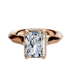 14K Rose Gold 4 Prong Collar Cathedral Knife Edge 3.0mm Engagement Ring