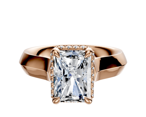 14K Rose Gold 4 Prong Collar Cathedral Knife Edge 4.0mm Engagement Ring