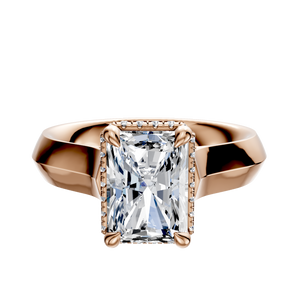 14K Rose Gold 4 Prong Collar Cathedral Knife Edge 4.0mm Engagement Ring