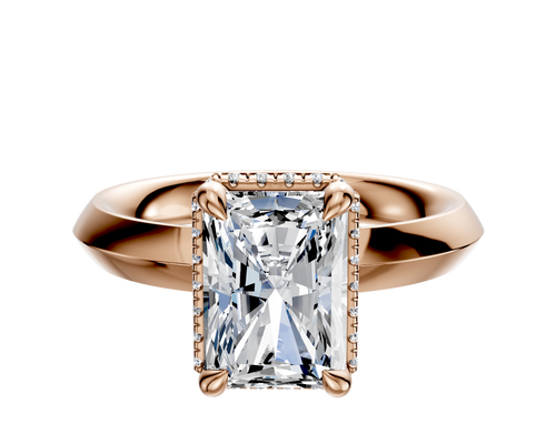 14K Rose Gold 4 Prong Collar Classic Knife Edge 3.0mm Engagement Ring