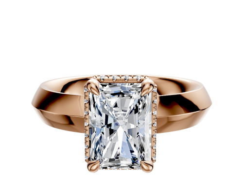 14K Rose Gold 4 Prong Collar Classic Knife Edge 4.0mm Engagement Ring