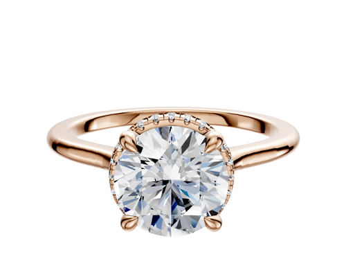 14K Rose Gold 4 Prong Collar Cathedral Dome 1.5mm Engagement Ring