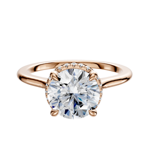 14K Rose Gold 4 Prong Collar Cathedral Dome 1.5mm Engagement Ring