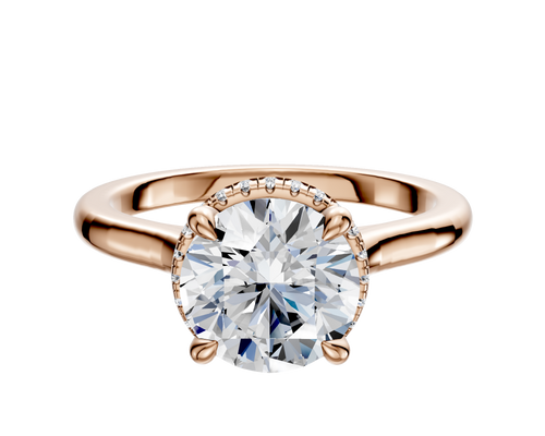 14K Rose Gold 4 Prong Collar Cathedral Dome 2.0mm Engagement Ring