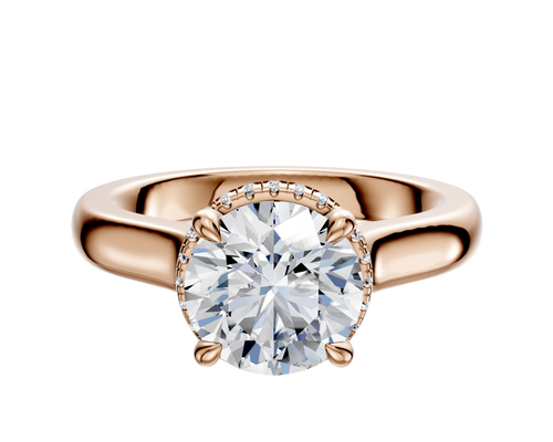 14K Rose Gold 4 Prong Collar Cathedral Dome 3.0mm Engagement Ring