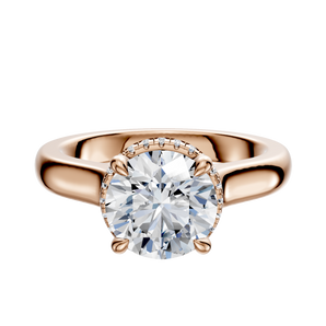 14K Rose Gold 4 Prong Collar Cathedral Dome 3.0mm Engagement Ring