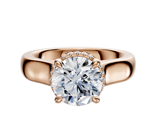 14K Rose Gold 4 Prong Collar Cathedral Dome 4.0mm Engagement Ring