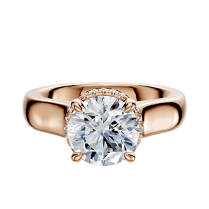 14K Rose Gold 4 Prong Collar Cathedral Dome 4.0mm Engagement Ring