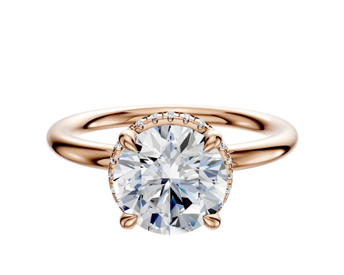 14K Rose Gold 4 Prong Collar Classic Dome 2.0mm Engagement Ring