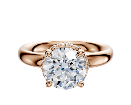 14K Rose Gold 4 Prong Collar Classic Dome 3.0mm Engagement Ring