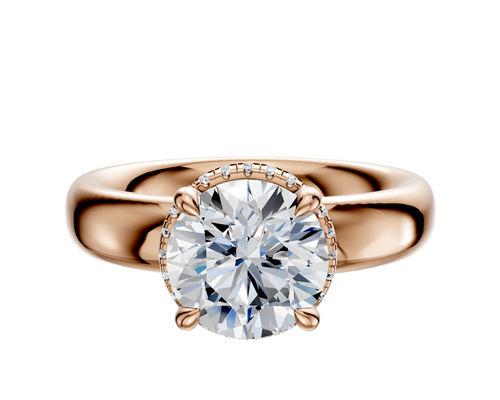 14K Rose Gold 4 Prong Collar Classic Dome 4.0mm Engagement Ring