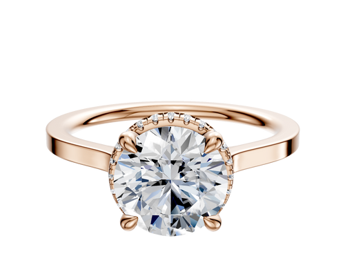 14K Rose Gold 4 Prong Collar Cathedral Flat 1.5mm Engagement Ring