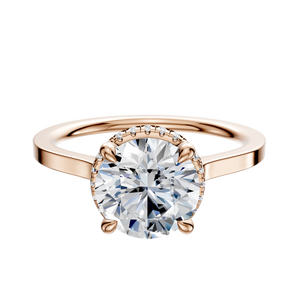 14K Rose Gold 4 Prong Collar Cathedral Flat 1.5mm Engagement Ring