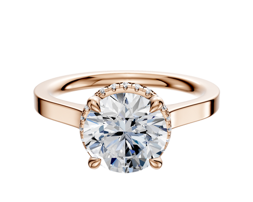 14K Rose Gold 4 Prong Collar Cathedral Flat 2.0mm Engagement Ring