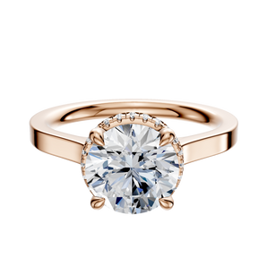 14K Rose Gold 4 Prong Collar Cathedral Flat 2.0mm Engagement Ring