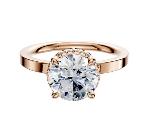 14K Rose Gold 4 Prong Collar Classic Flat 2.0mm Engagement Ring