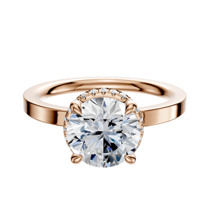 14K Rose Gold 4 Prong Collar Classic Flat 2.0mm Engagement Ring