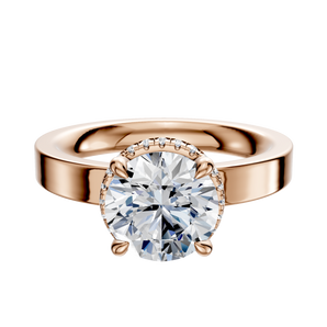 14K Rose Gold 4 Prong Collar Classic Flat 3.0mm Engagement Ring