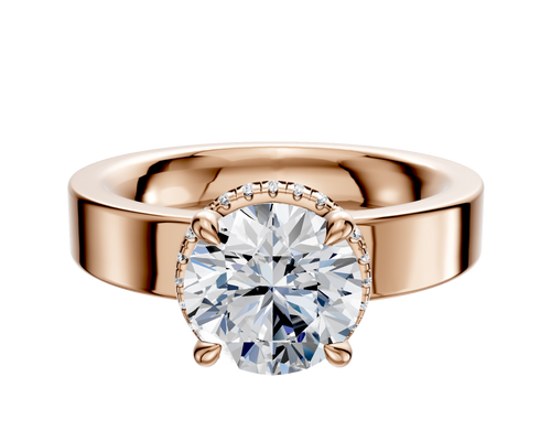 14K Rose Gold 4 Prong Collar Classic Flat 4.0mm Engagement Ring