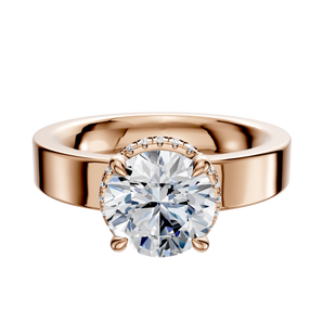 14K Rose Gold 4 Prong Collar Classic Flat 4.0mm Engagement Ring