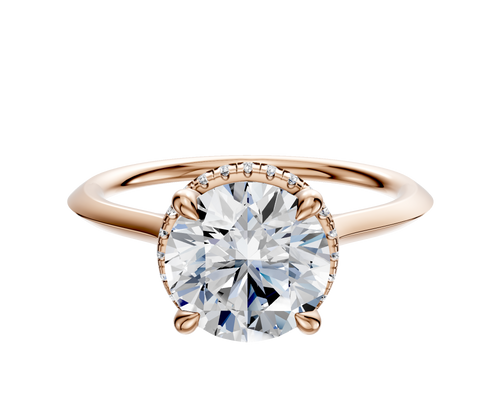 14K Rose Gold 4 Prong Collar Cathedral Knife Edge 1.5mm Engagement Ring