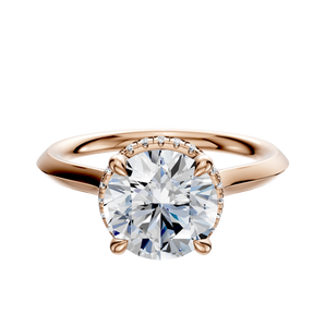 14K Rose Gold 4 Prong Collar Cathedral Knife Edge 2.0mm Engagement Ring
