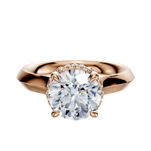 14K Rose Gold 4 Prong Collar Cathedral Knife Edge 3.0mm Engagement Ring