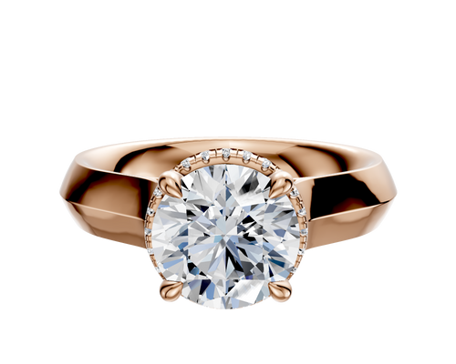 14K Rose Gold 4 Prong Collar Cathedral Knife Edge 4.0mm Engagement Ring