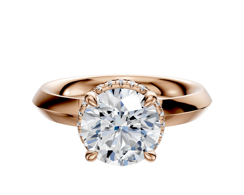 14K Rose Gold 4 Prong Collar Classic Knife Edge 3.0mm Engagement Ring