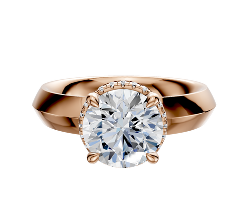 14K Rose Gold 4 Prong Collar Classic Knife Edge 4.0mm Engagement Ring