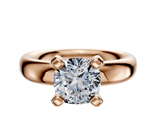 14K Rose Gold 4 Prong Classic Dome 4.0mm Engagement Ring