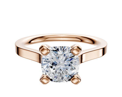 14K Rose Gold 4 Prong Cathedral Flat 2.0mm Engagement Ring