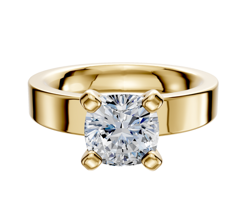 18K Yellow Gold 4 Prong Classic Flat 4.0mm Engagement Ring