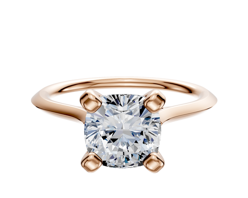 14K Rose Gold 4 Prong Cathedral Knife Edge 1.5mm Engagement Ring