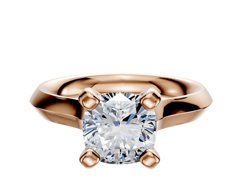 14K Rose Gold 4 Prong Cathedral Knife Edge 3.0mm Engagement Ring